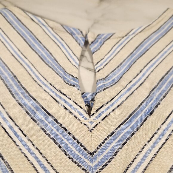 Lands End Sleeveless Striped Linen Midi Dress Keyhole Back Womens Size M 10 12 - Picture 8 of 15